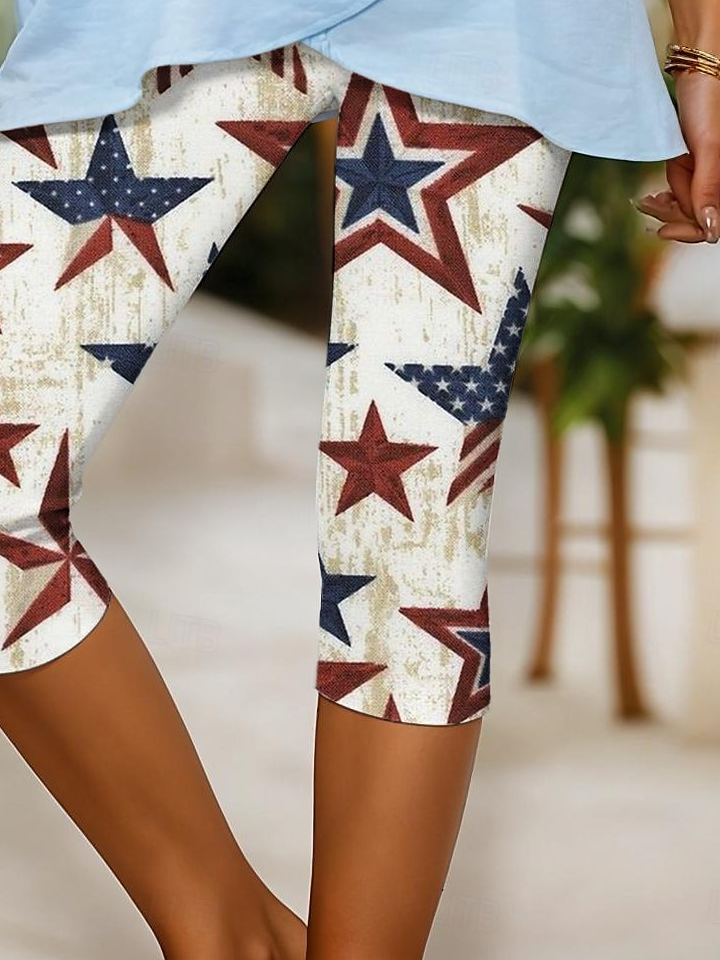 Independence Day Patriotic Leggings Capri Pants