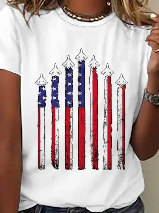Jersey Crew Neck Casual Independence Day T-Shirt