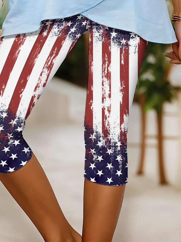 Independence Day Patriotic Leggings Capri Pants