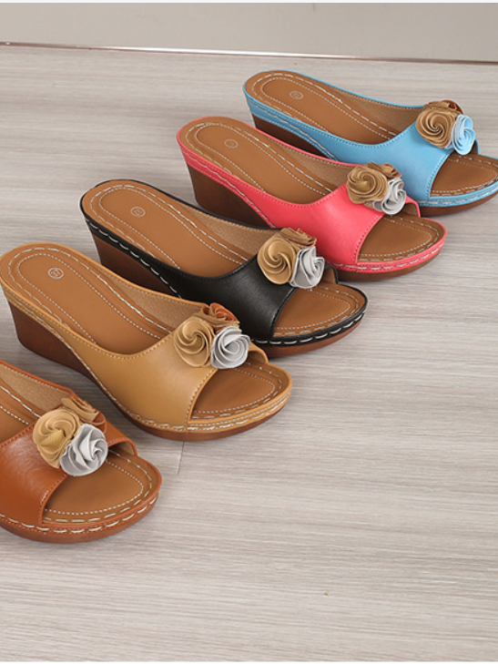 Pu Summer Simple Plain Slide Sandals