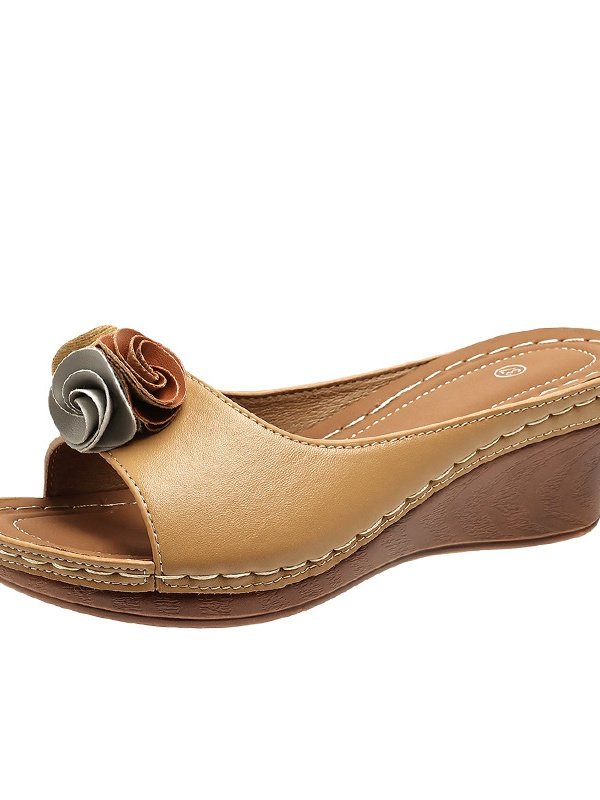 Pu Summer Simple Plain Slide Sandals