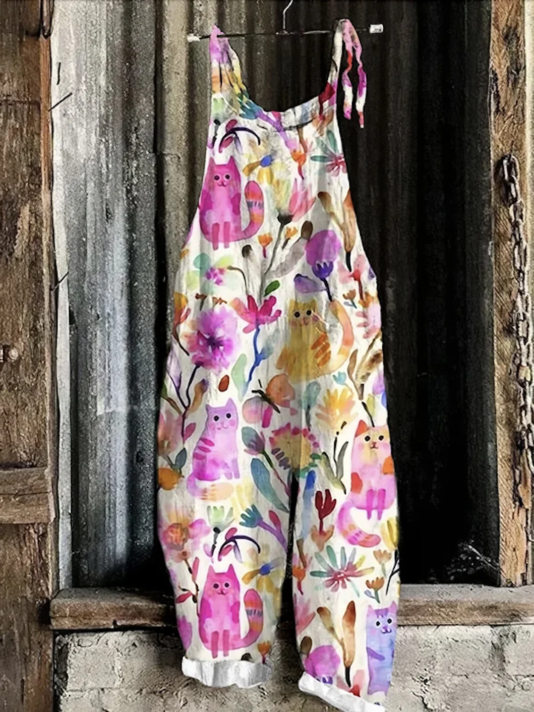 Regular Fit Spaghetti Floral Casual Jumpsuit