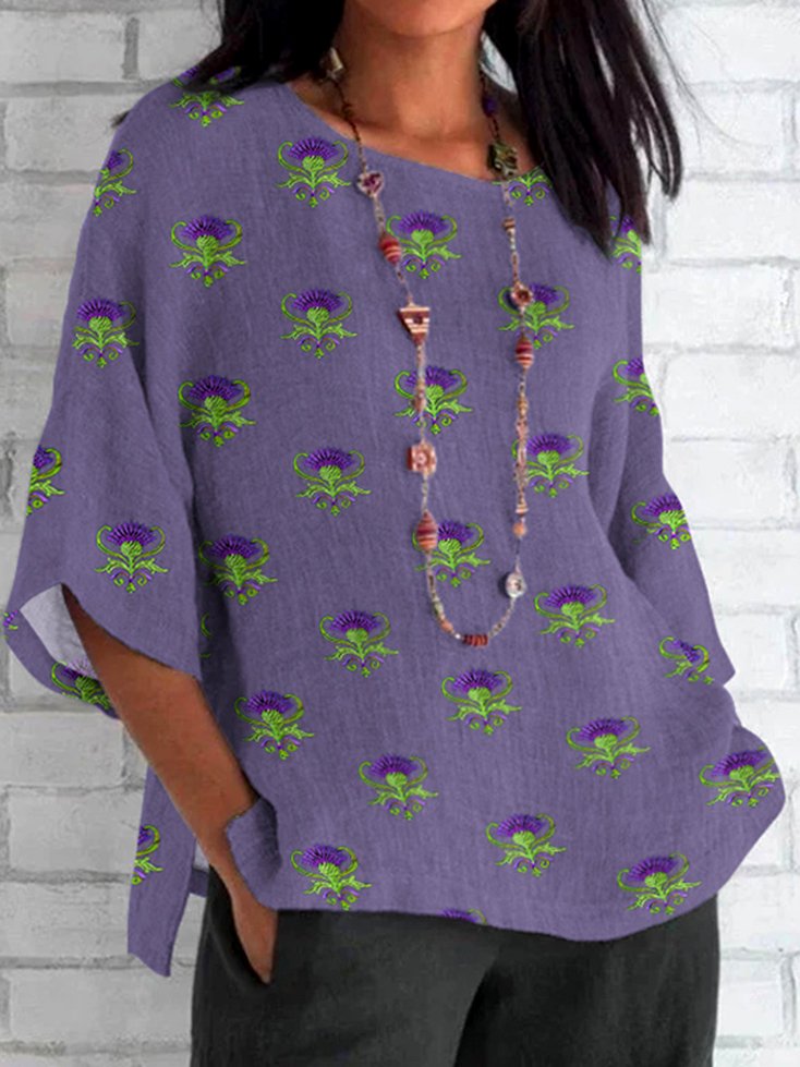 Regular Fit Cotton Casual Floral T-Shirt