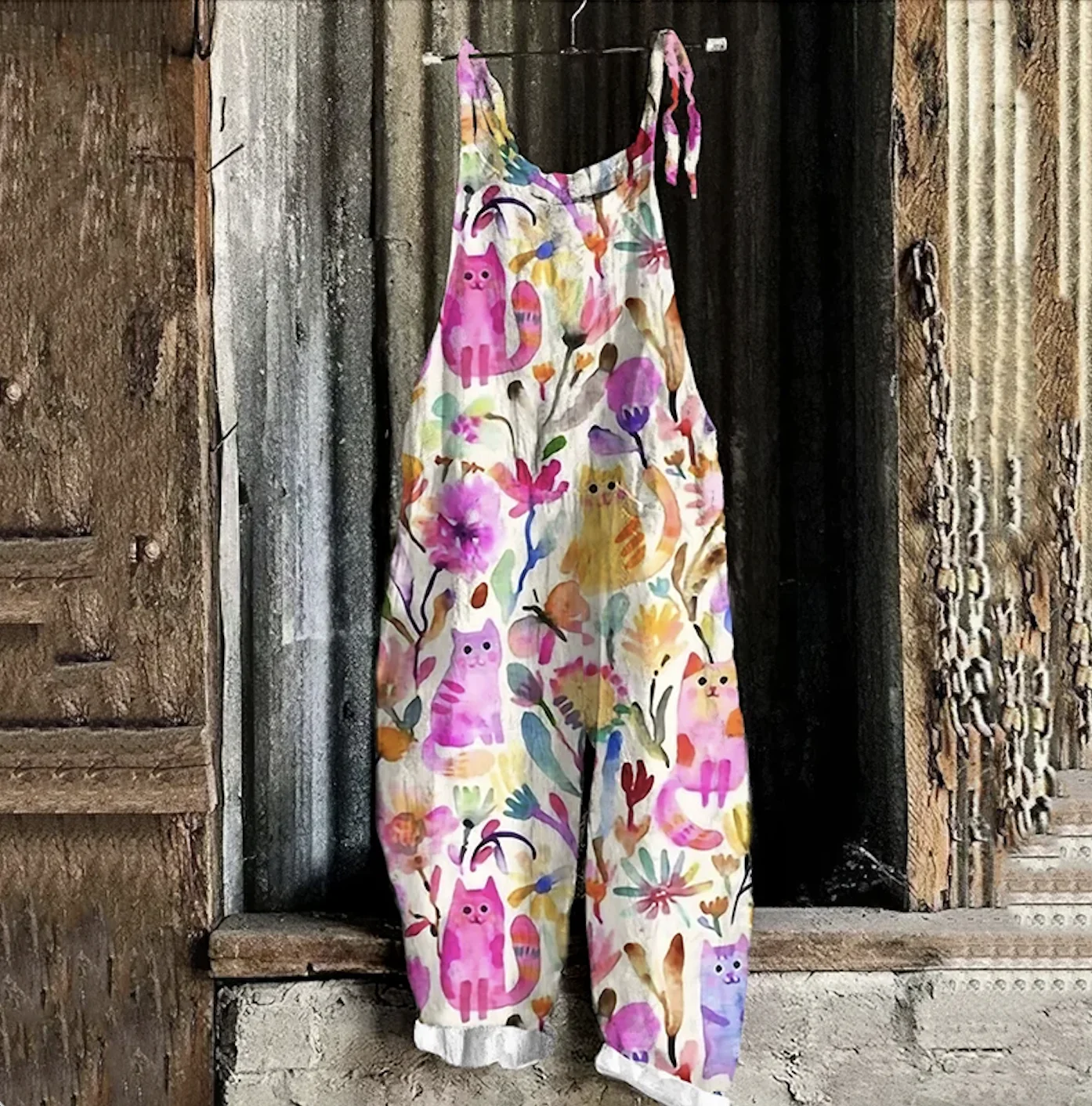 Regular Fit Spaghetti Floral Casual Jumpsuit