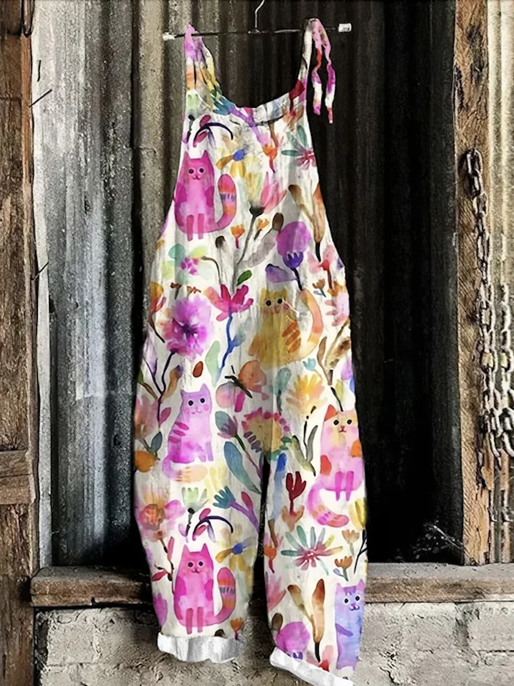 Regular Fit Spaghetti Floral Casual Jumpsuit
