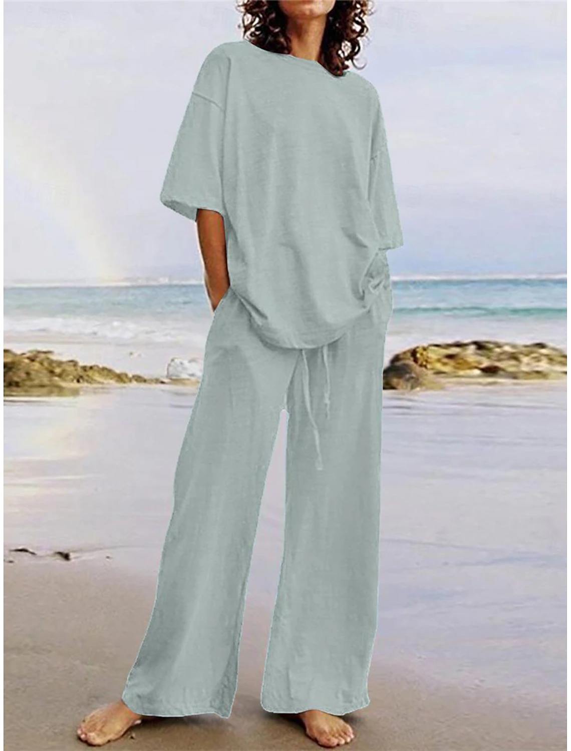Linen Blend Loose Boho Two-Piece Set