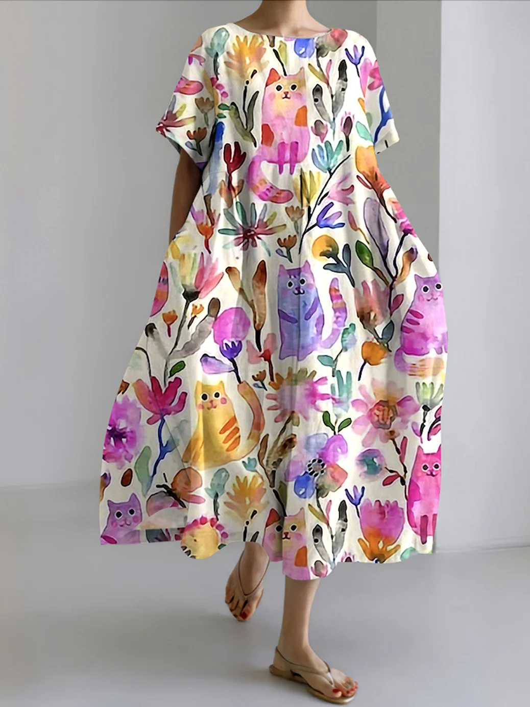 Casual Cotton Dress With No