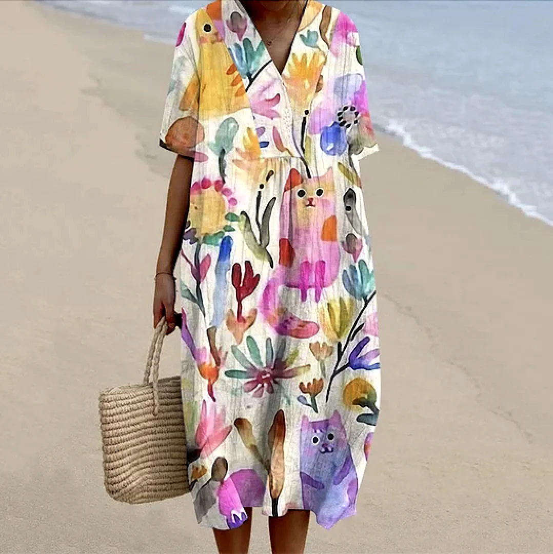 Floral Casual Dress With No