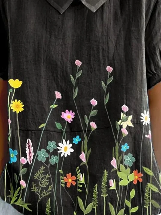 Casual Retro Lapel Short Sleeve Shirt