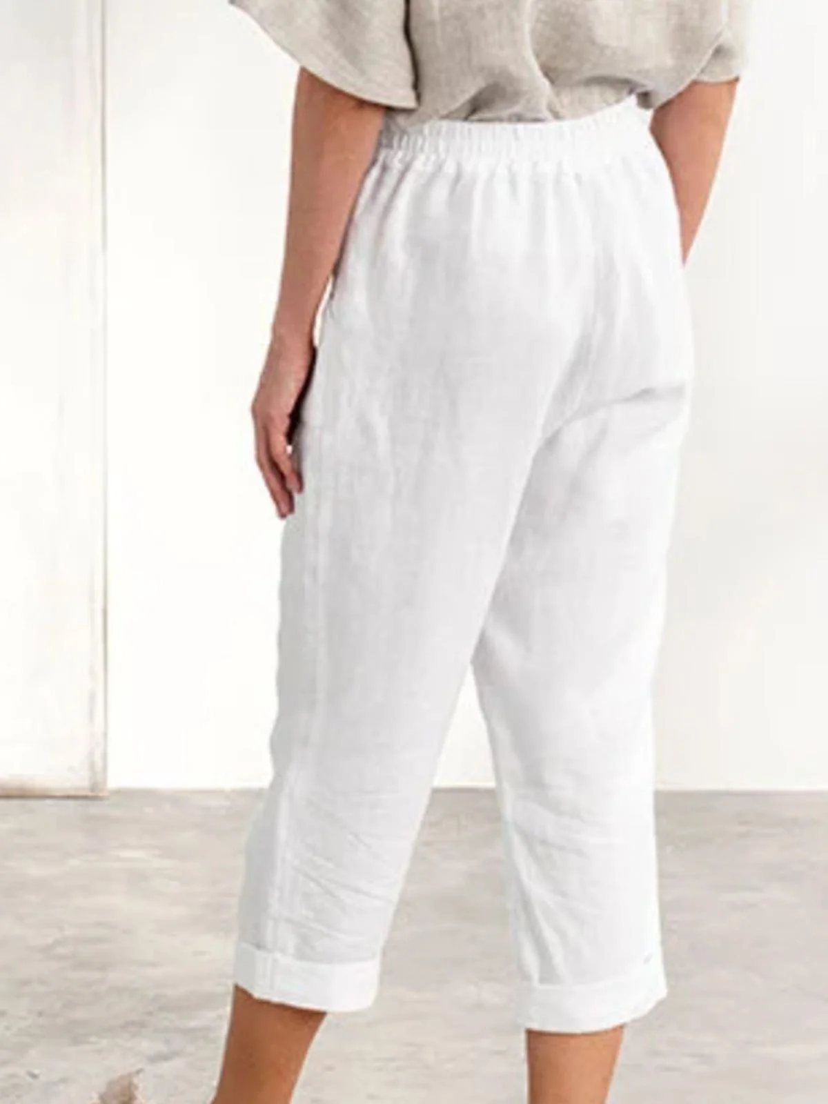 Regular Fit Cotton Plain Casual Pants