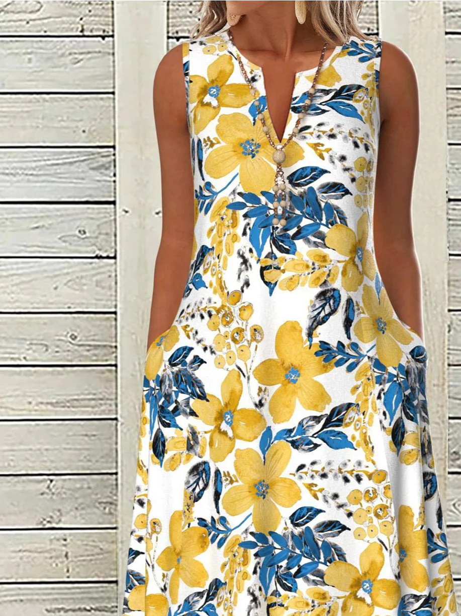 Loose Casual Notched Buckle Dress