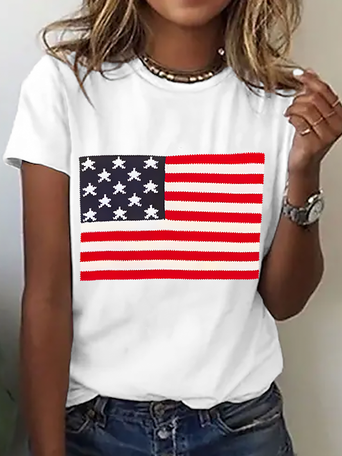 Flag-Graphic Cotton T-Shirt