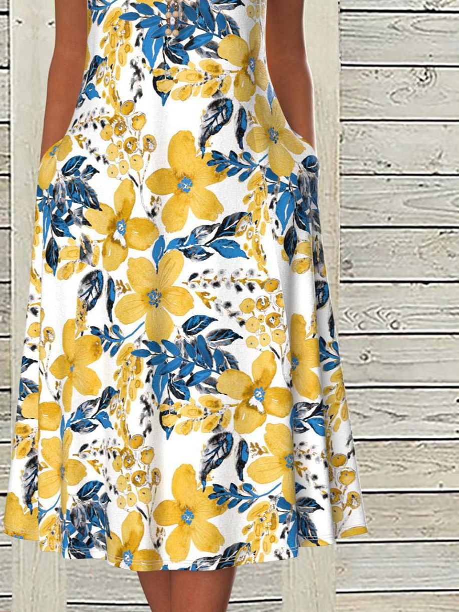 Loose Casual Notched Buckle Dress