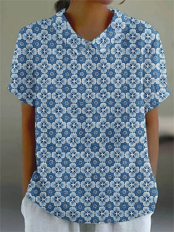 Casual Retro Lapel Short Sleeve Shirt