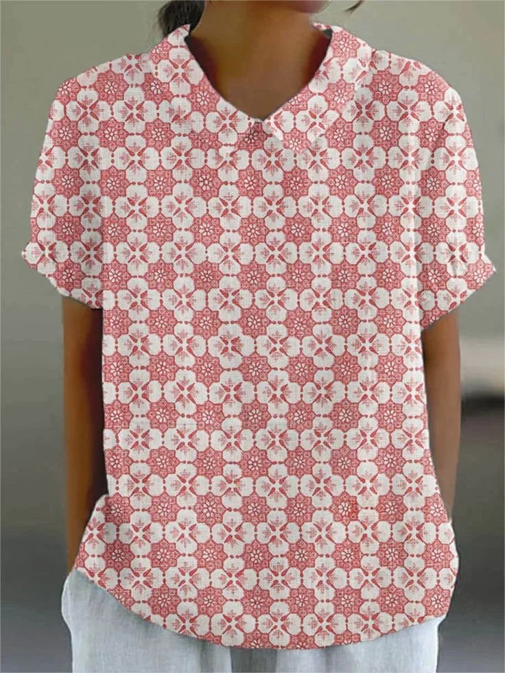 Casual Retro Lapel Short Sleeve Shirt