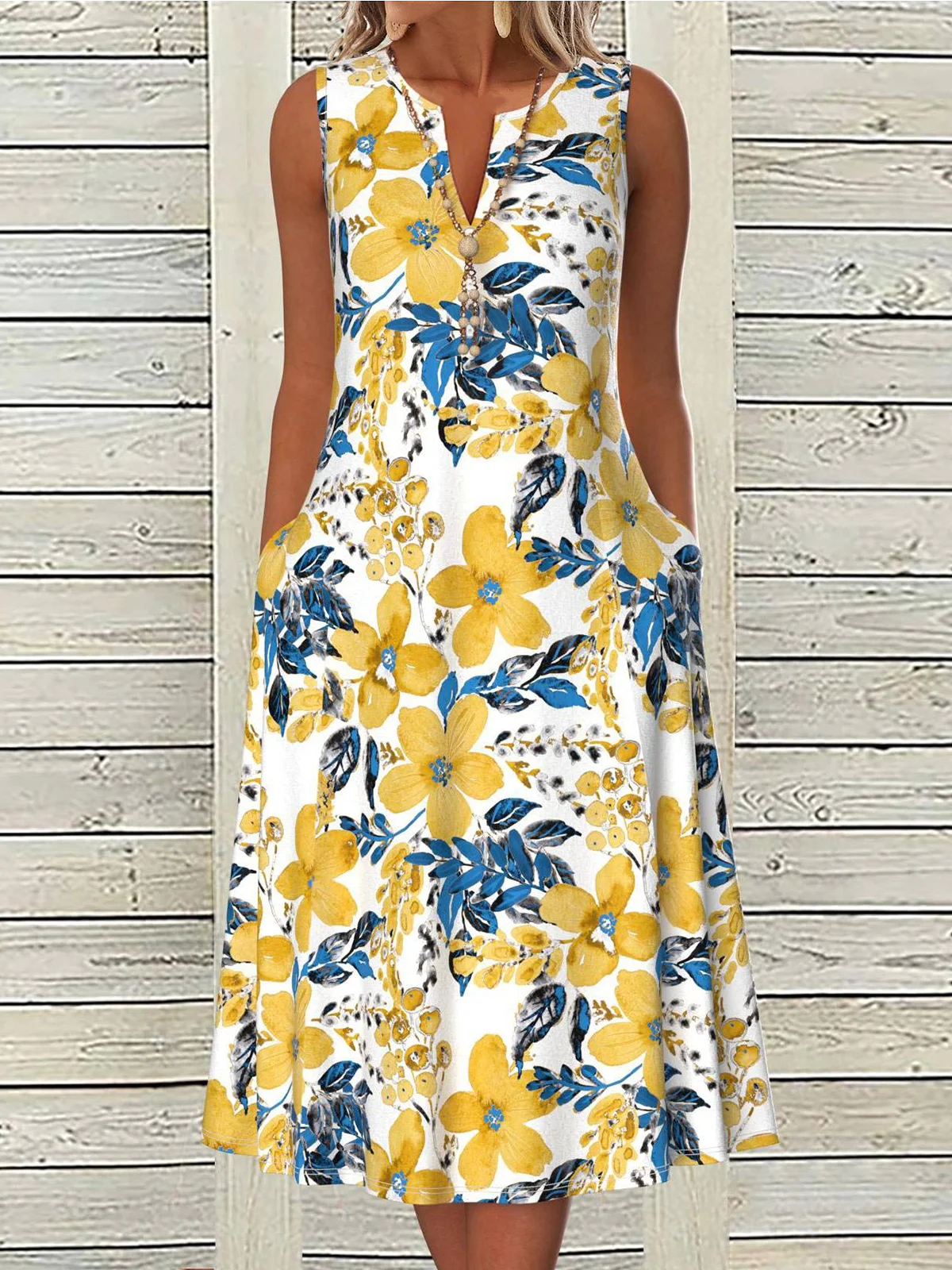 Loose Casual Notched Buckle Dress