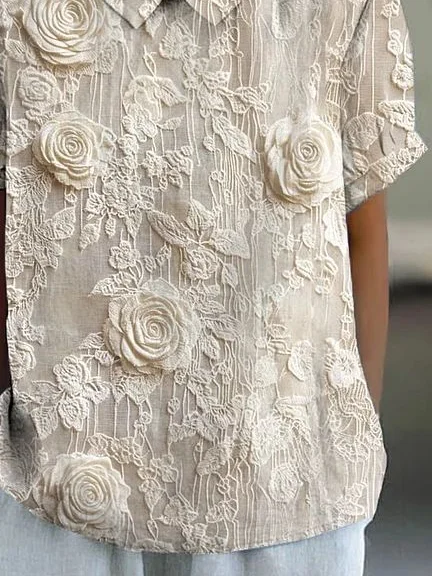 Casual Retro Lapel Short Sleeve Shirt