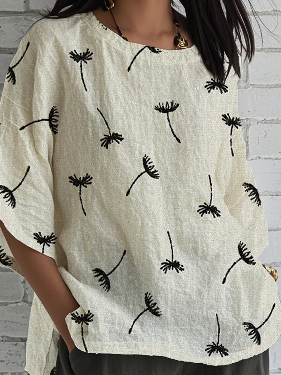 Casual Dandelion Loose Linen Blend Shirt