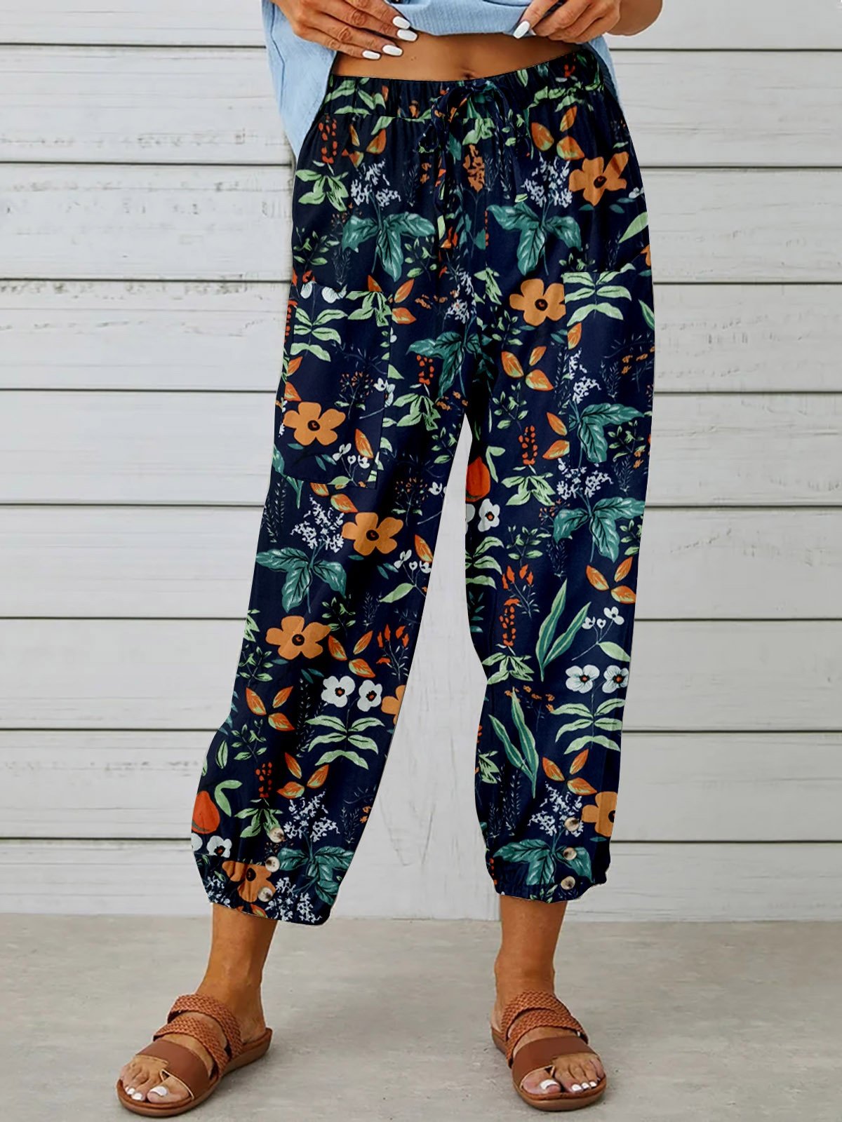 Women's  Elastic Waist H-Line Baggy Pants Daily Going Out Pants White Vintage Printing Geometric Spring/Fall Pants