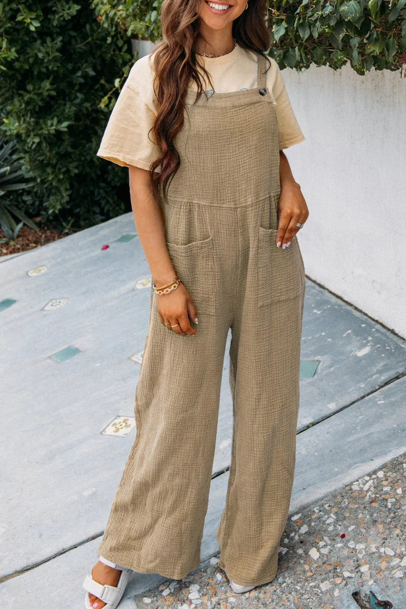 Women's H-Line Overall Spaghetti Daily Going Out Casual Buckle Plain Summer Long Jumpsuit Romper