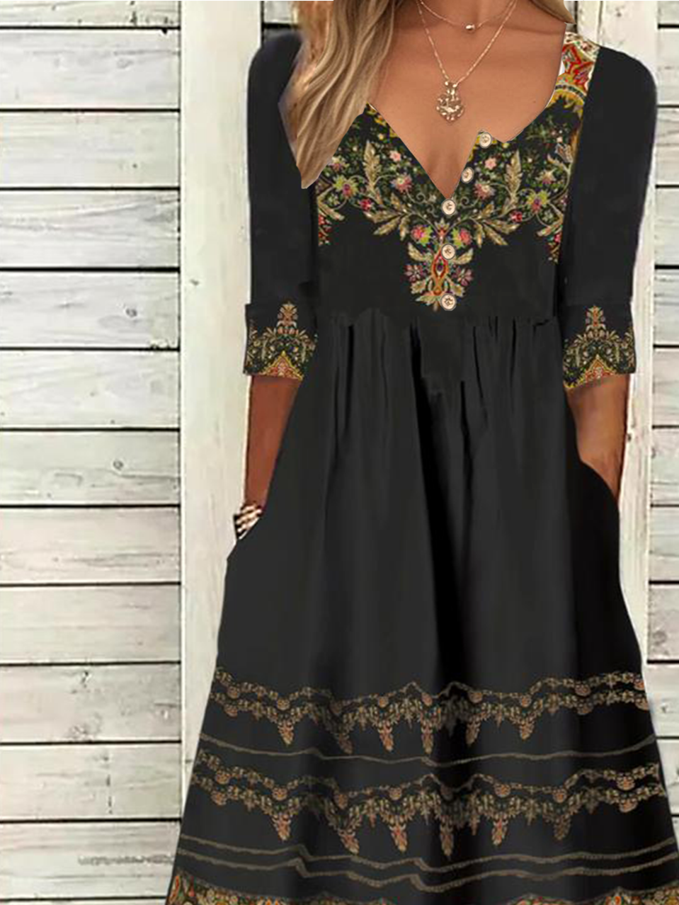 Loose Nationality/Ethnic Vintage Dress