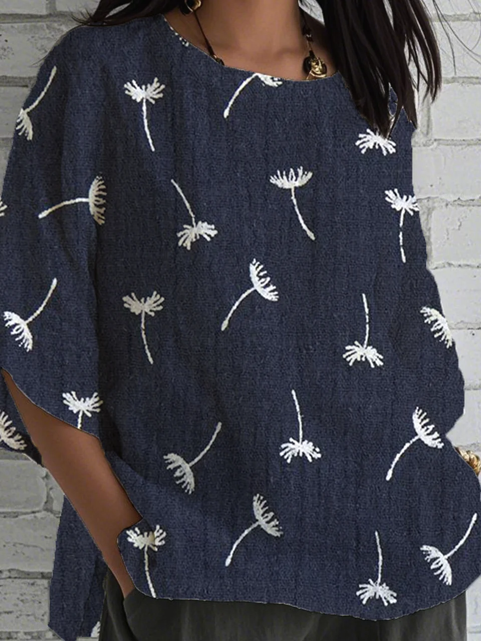 Casual Dandelion Loose Linen Blend Shirt