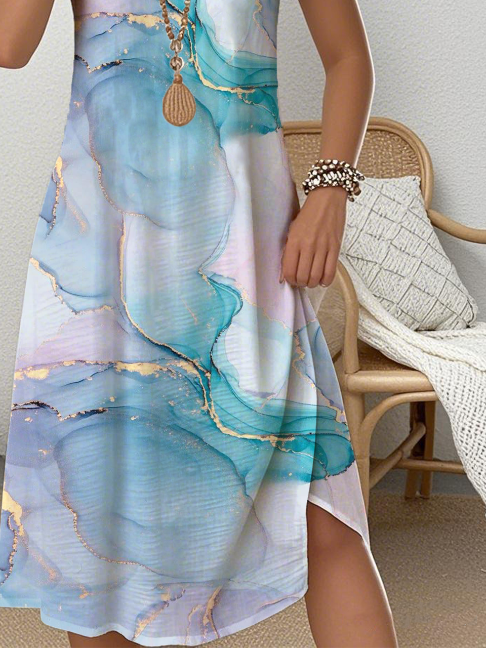 Casual Cotton Abstract Loose Dress