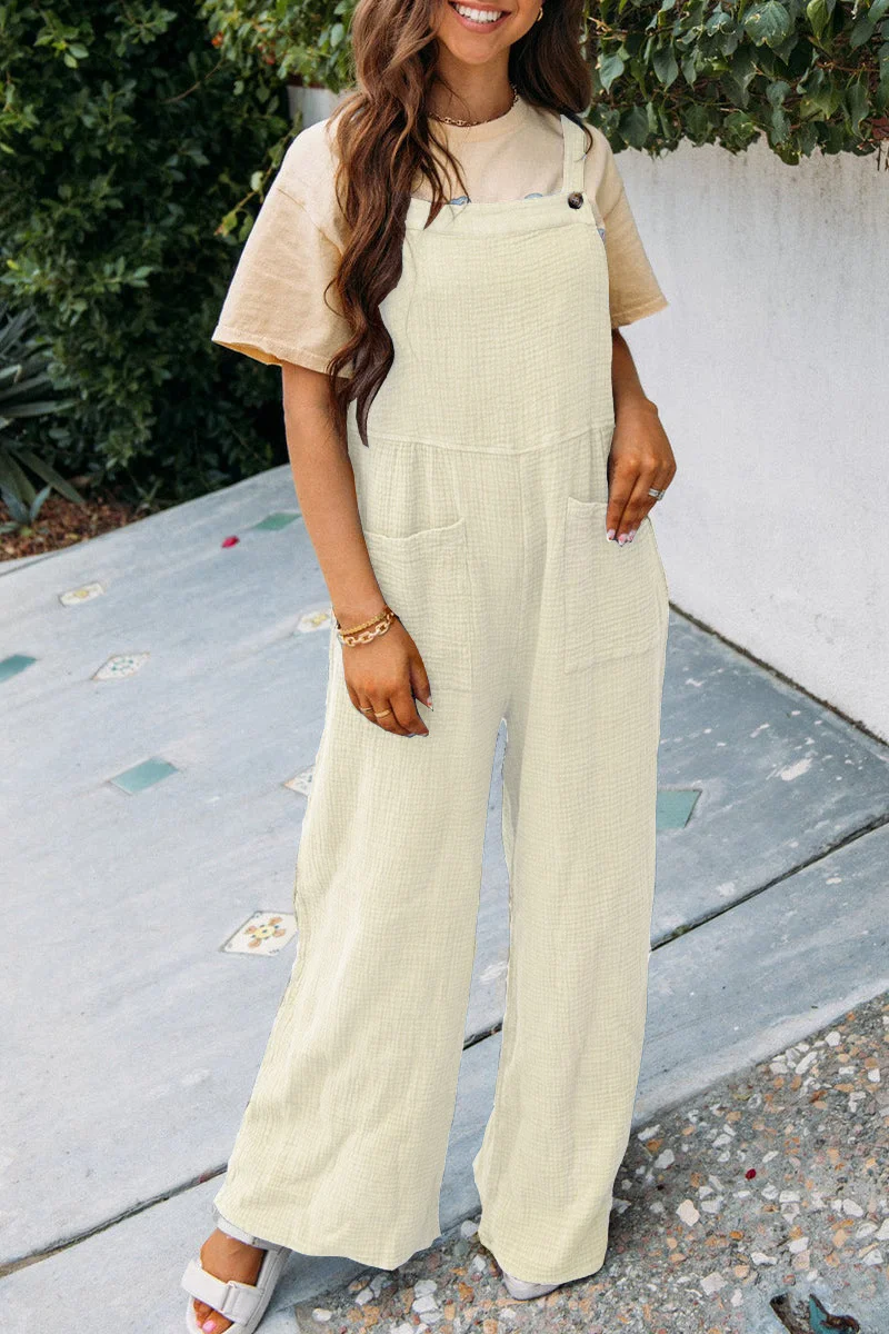 Women's H-Line Overall Spaghetti Daily Going Out Casual Buckle Plain Summer Long Jumpsuit Romper