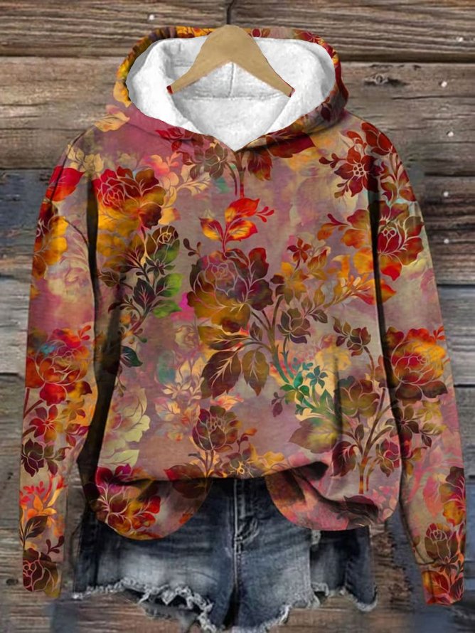 Hoodie Casual Cotton Floral Hoodie