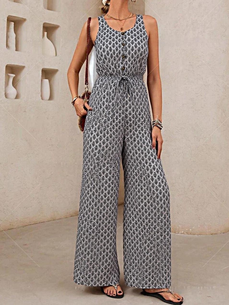 Women's H-Line Overall V Neck Daily Going Out Casual Geometric Summer Long Jumpsuit Romper