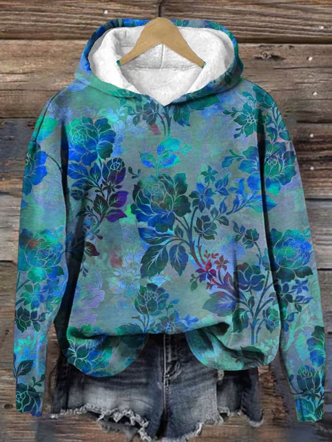 Hoodie Casual Cotton Floral Hoodie