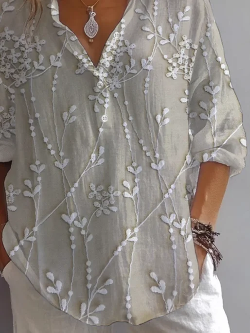 Women's Floral Print Casual Button-Down Shirt