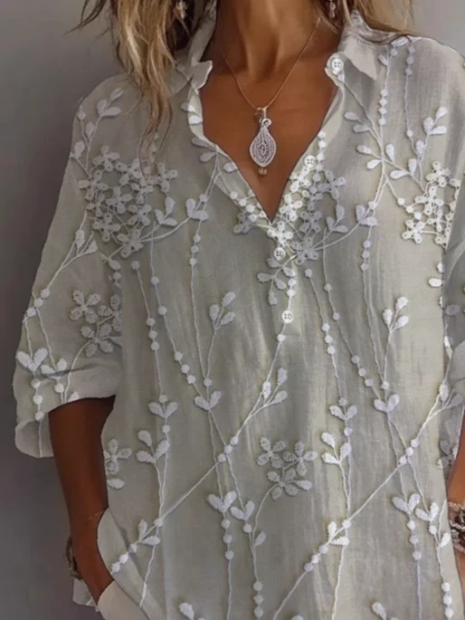 Women's Floral Print Casual Button-Down Shirt
