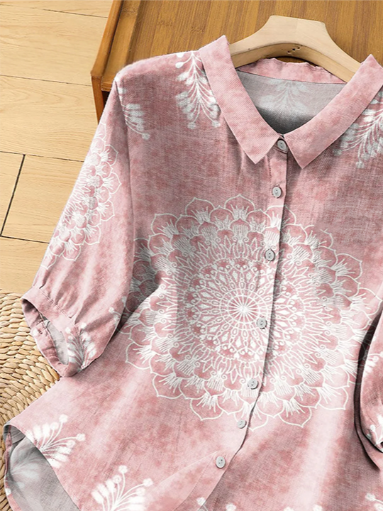 Women's Mid Sleeve Casual Vintage Printed Shirt