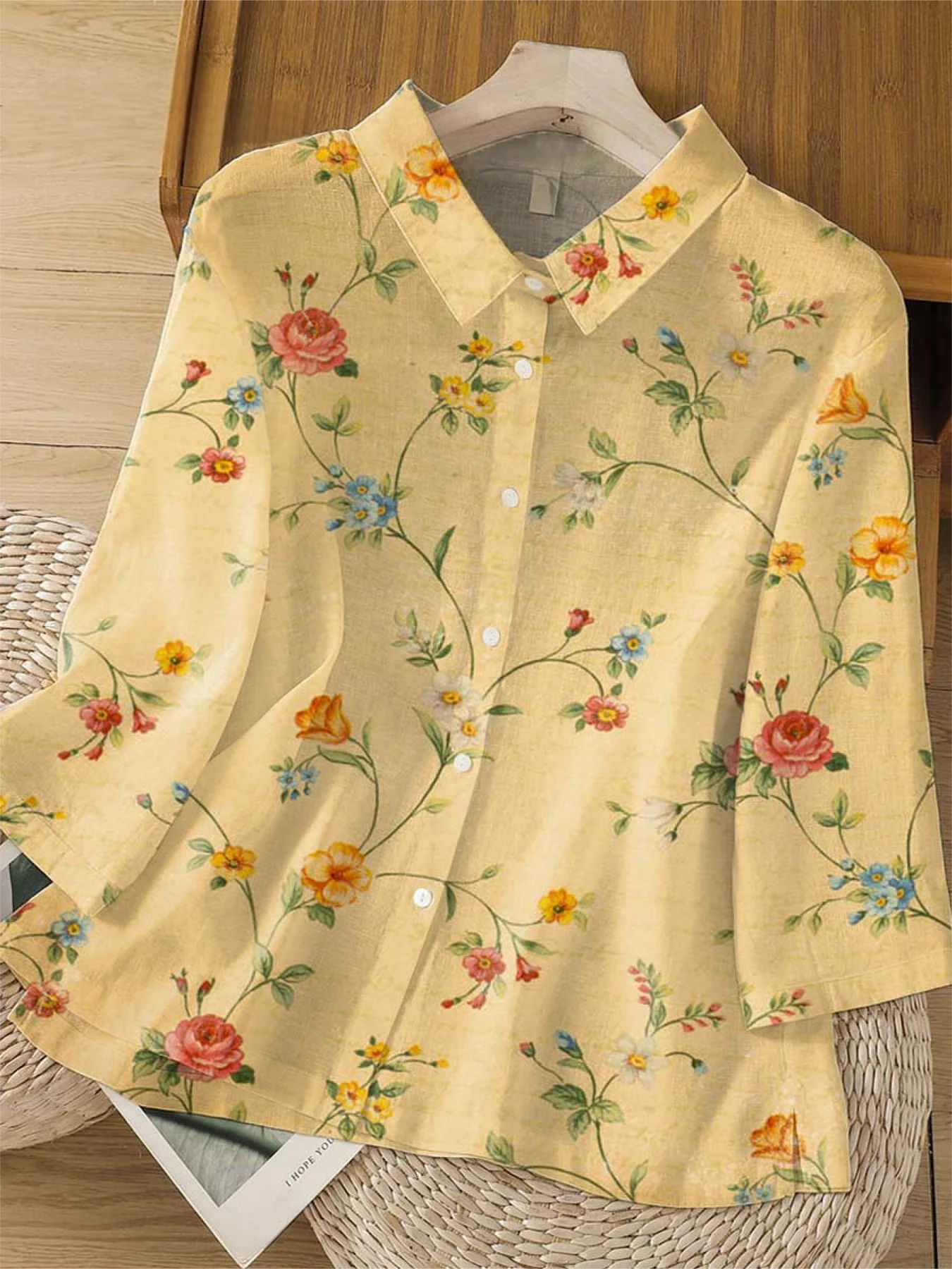 Women's Mid Sleeve Casual Vintage Printed Shirt
