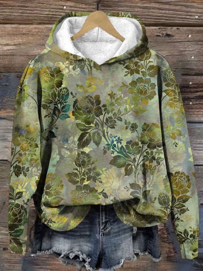 Hoodie Casual Cotton Floral Hoodie