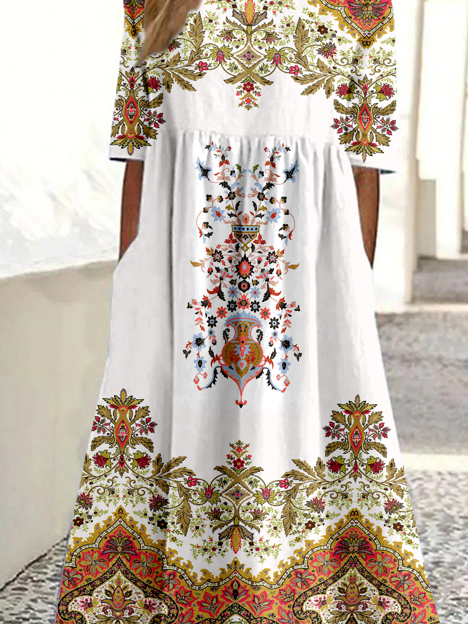 Casual Crew Neck Geometric Dress