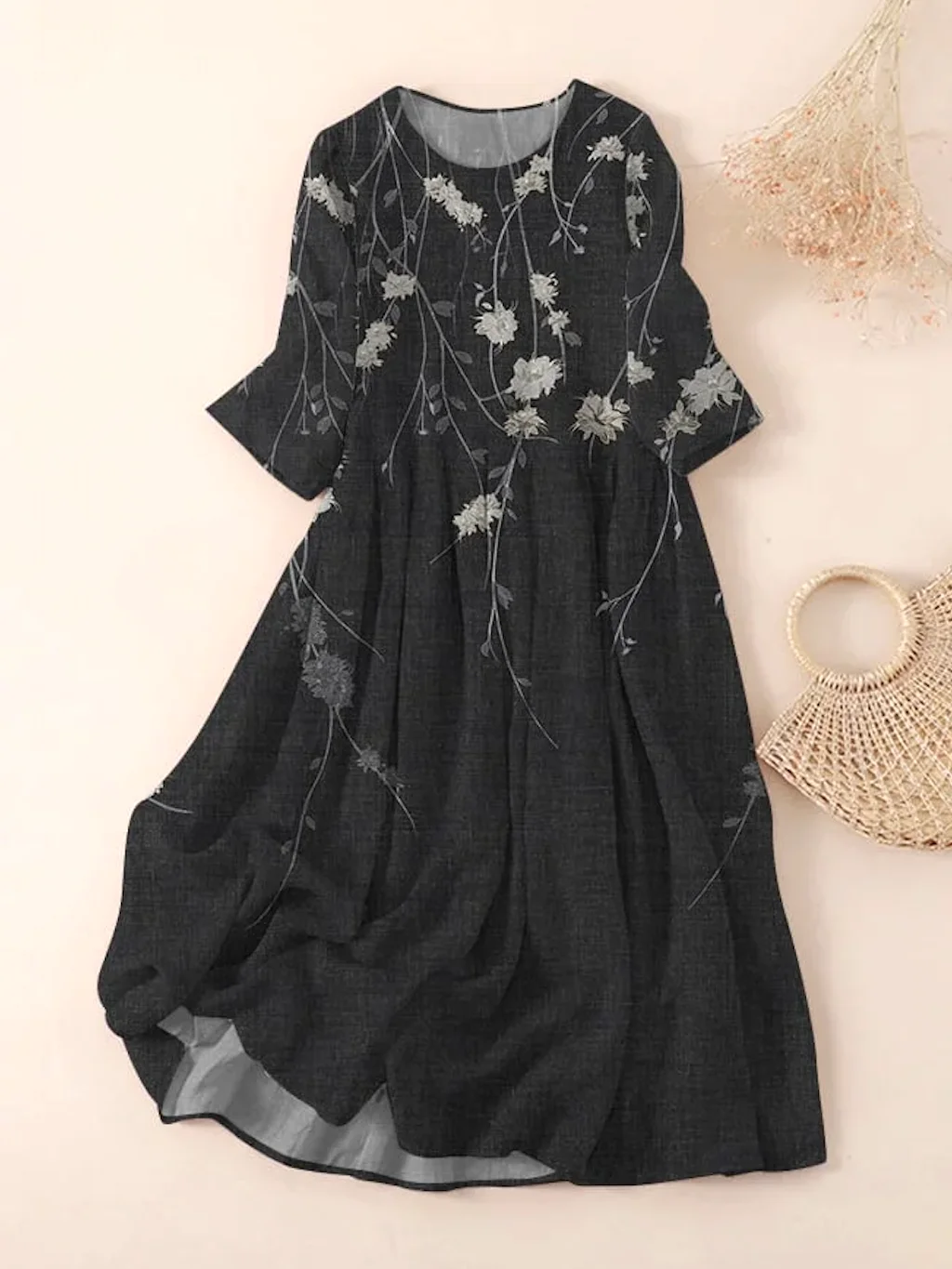 Floral Casual Regular Fit Dress With No