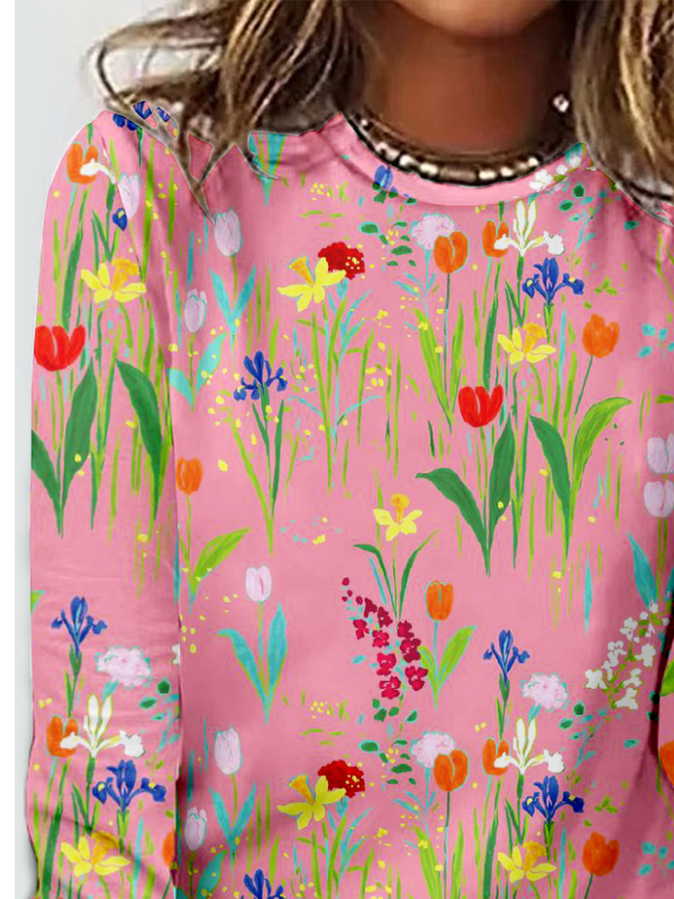 Floral Casual Loose Crew Neck T-Shirt