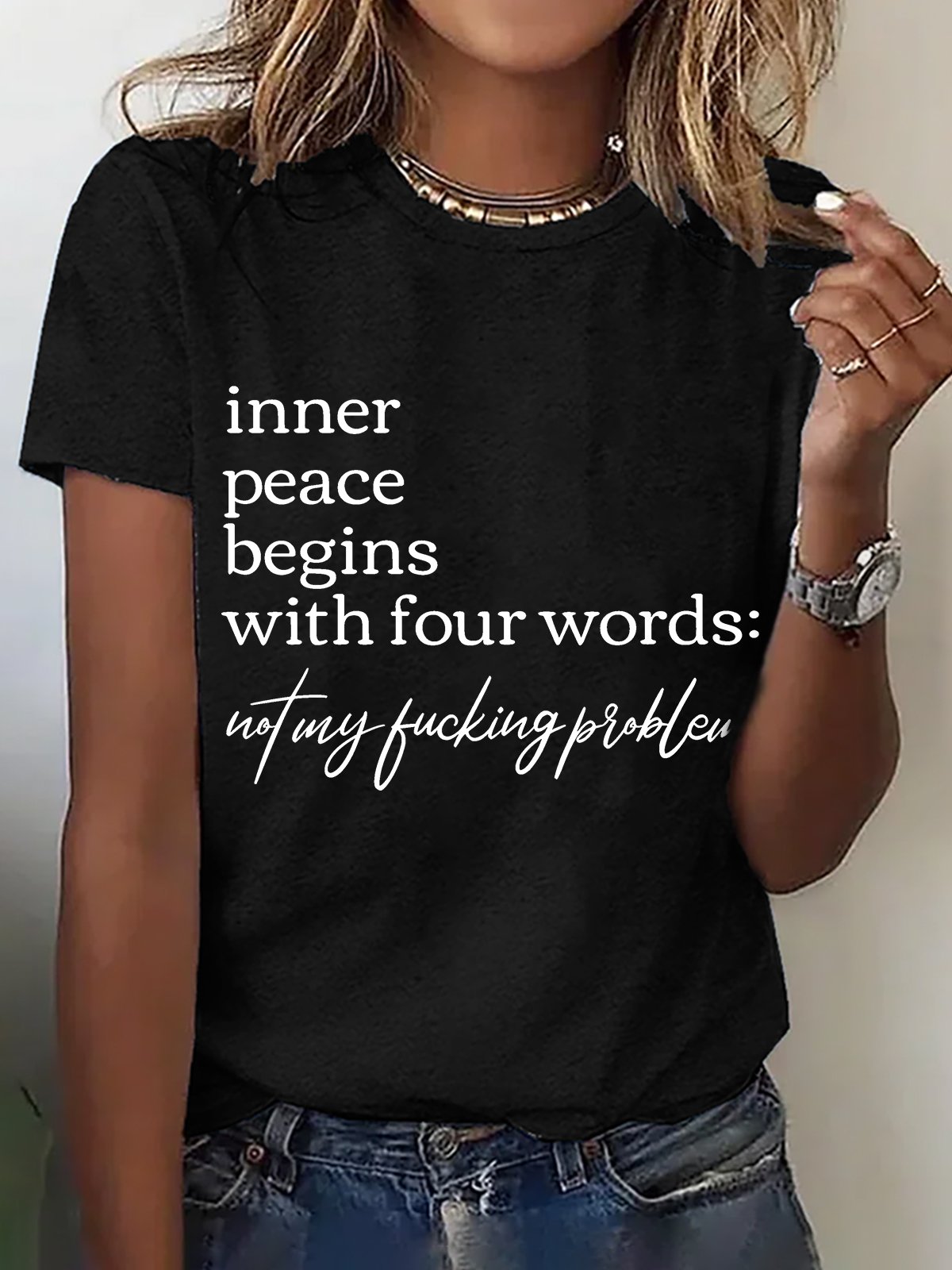 Inner Peace Begins With Four Words Cotton T-shirt