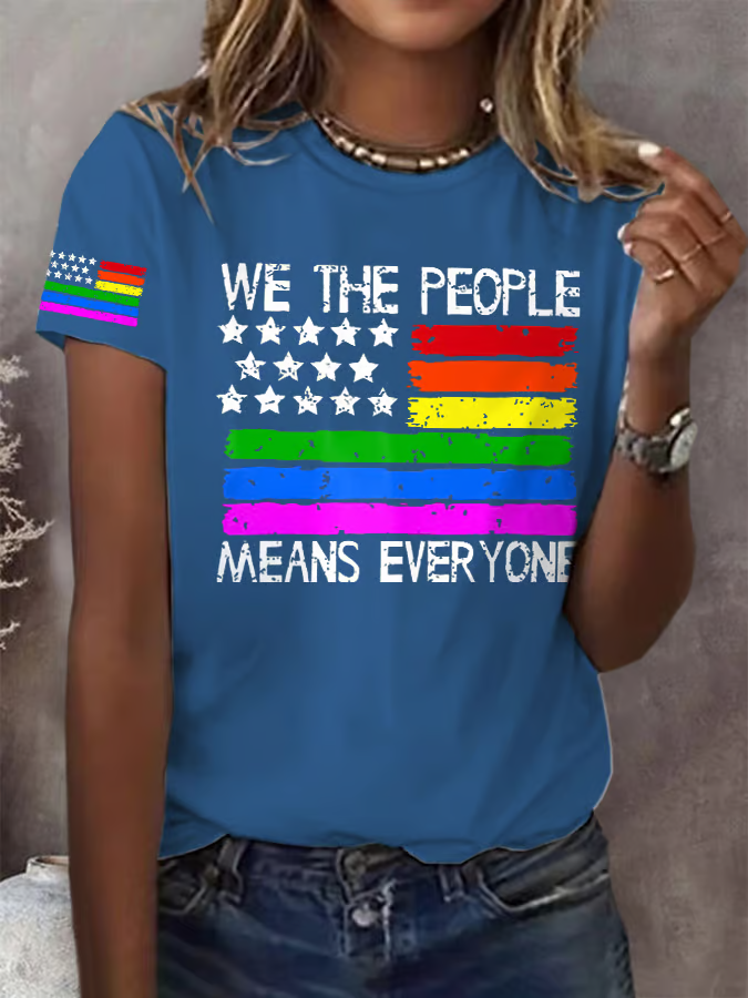 Retro We The People Means Everyone Print T-Shirt
