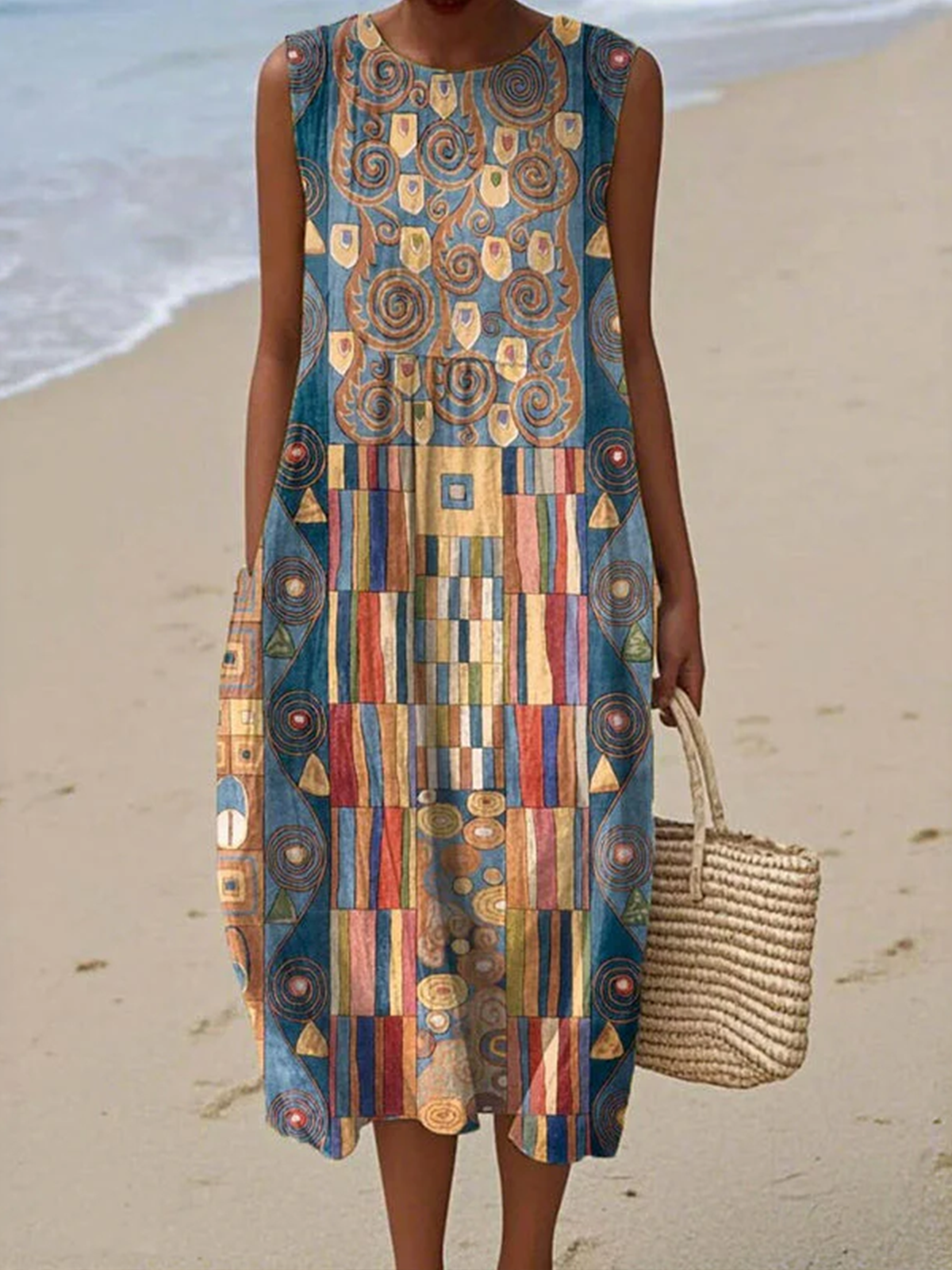 Casual Crew Neck Dress With No