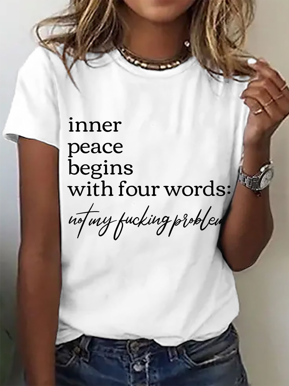 Inner Peace Begins With Four Words Cotton T-shirt