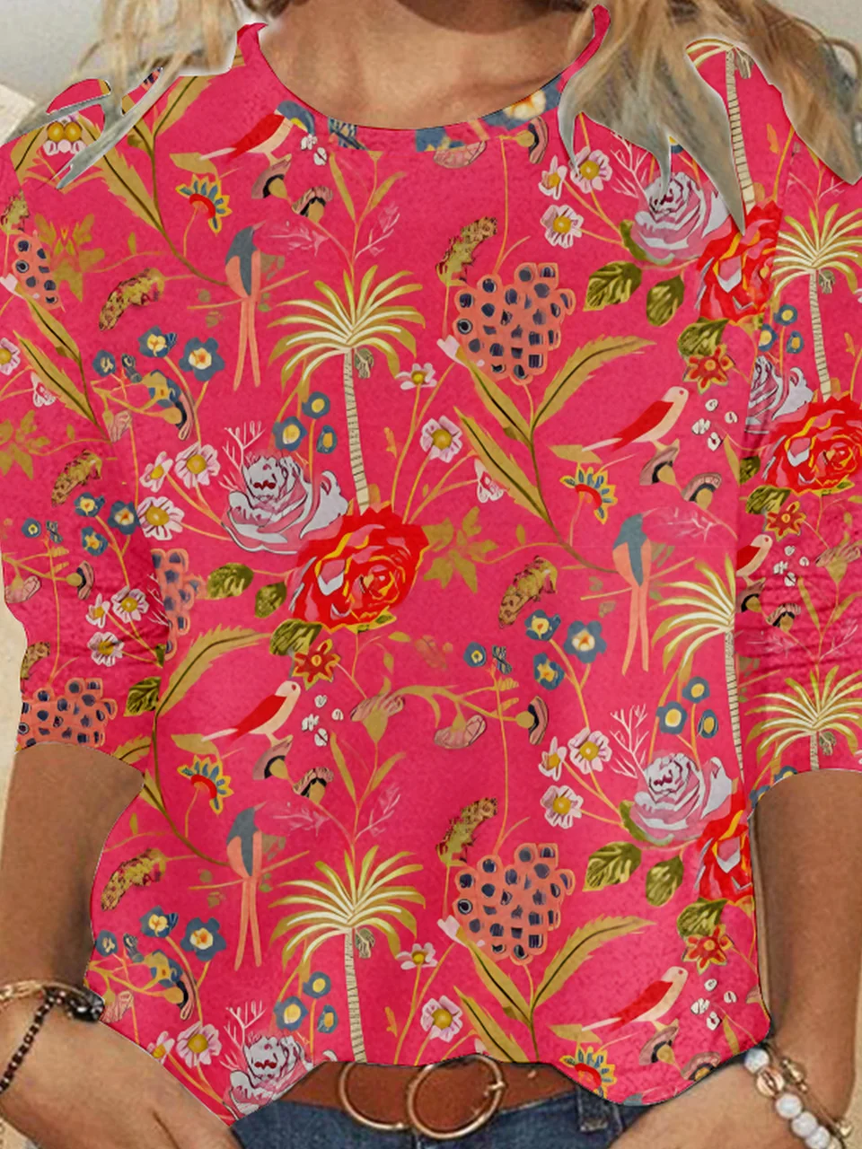 Coconut Tree Crew Neck Casual T-Shirt