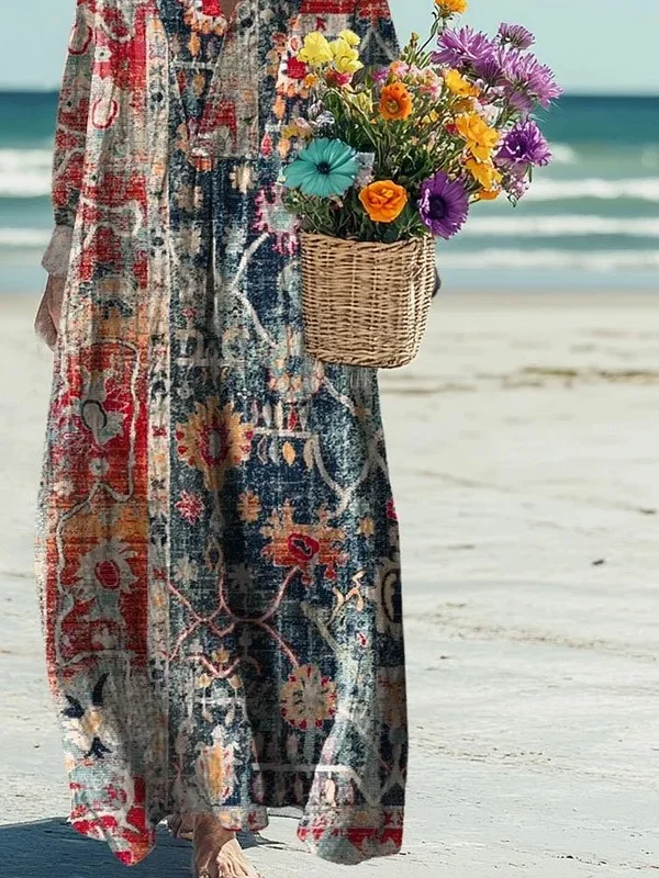 Women's Vintage Art Print Casual Dress