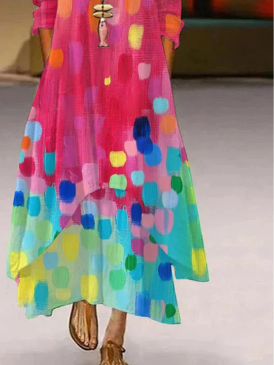Women's Elegant Casual Double Layer Color Contrast Dress
