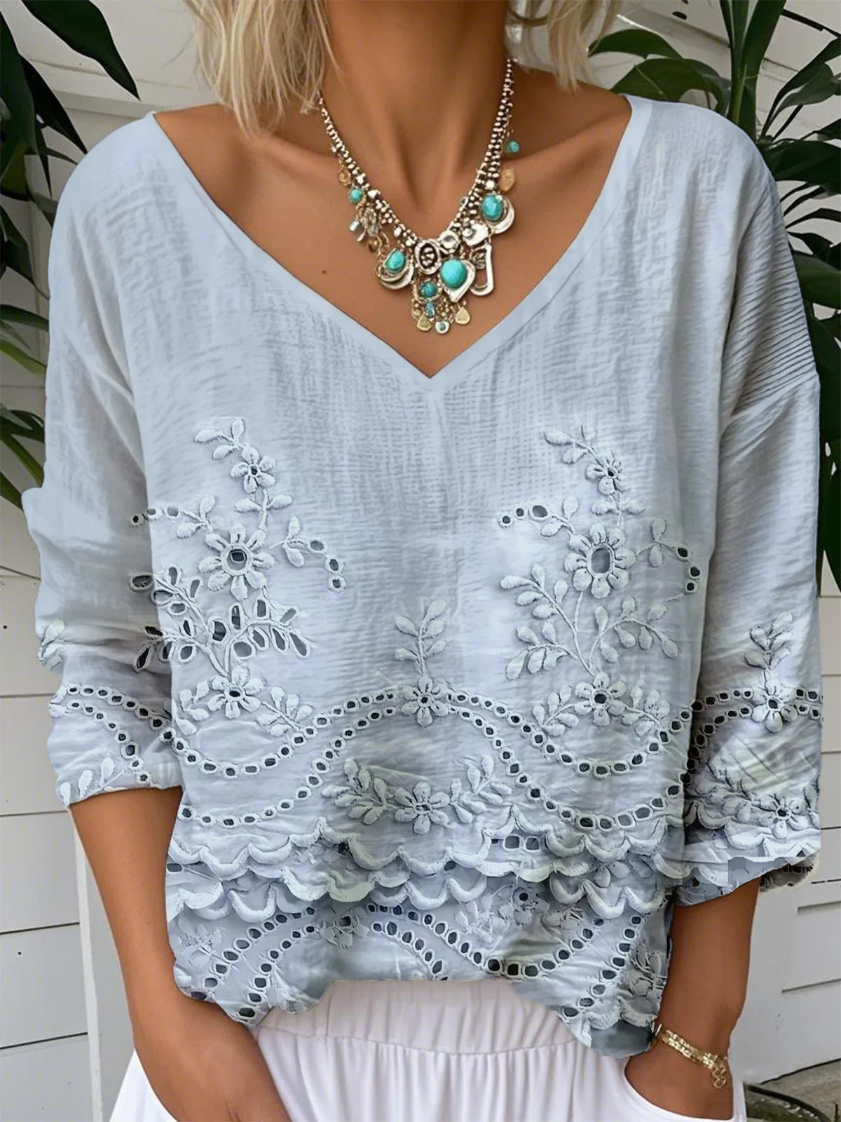 Loose Casual Gradient Pattern Jersey T-Shirt