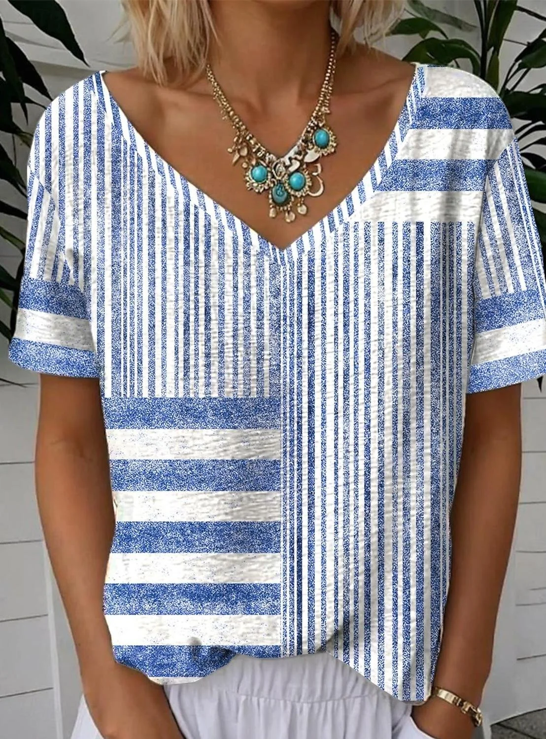 V Neck Simple Loose T-Shirt