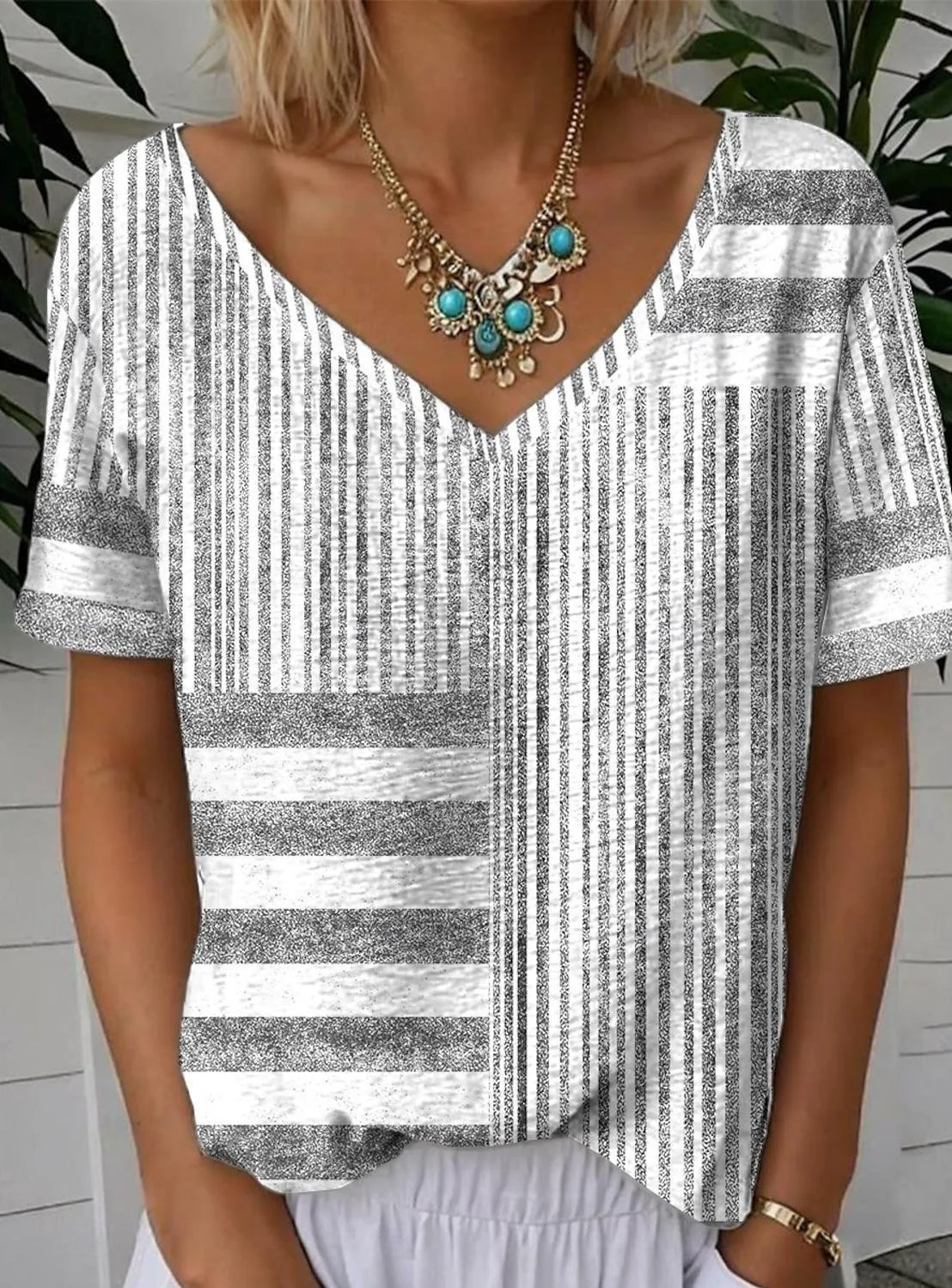 V Neck Simple Loose T-Shirt