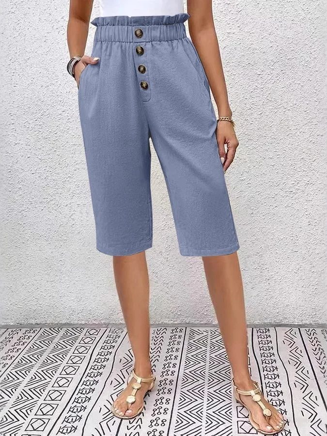 Women's  Elastic Waist H-Line Wide Leg Pants Daily Going Out Pants Apricot Casual Split Joint Plain Summer Pants